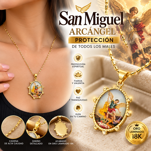 Collar San Miguel Arcángel laminado 18k