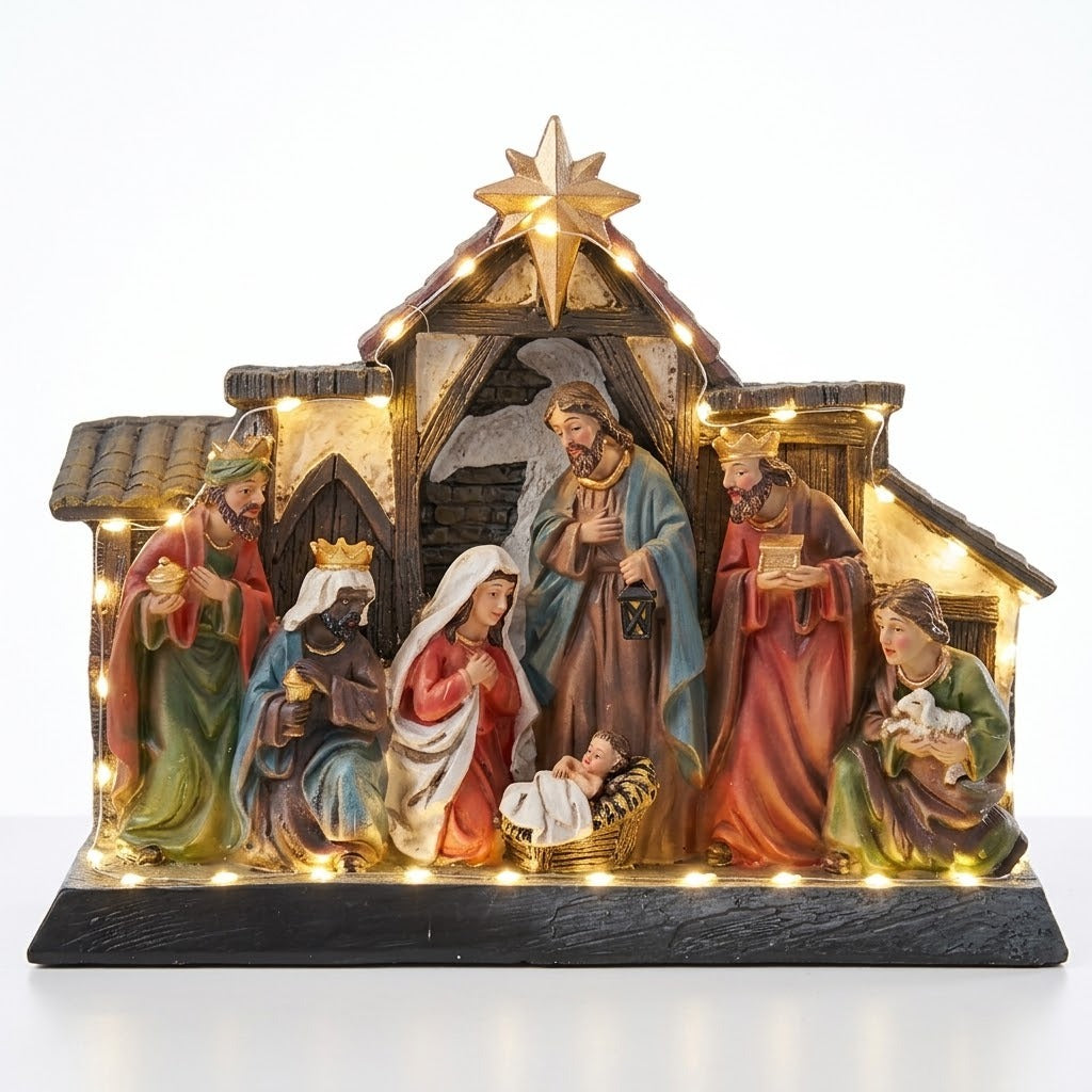 Pesebre navideño musical con luz LED